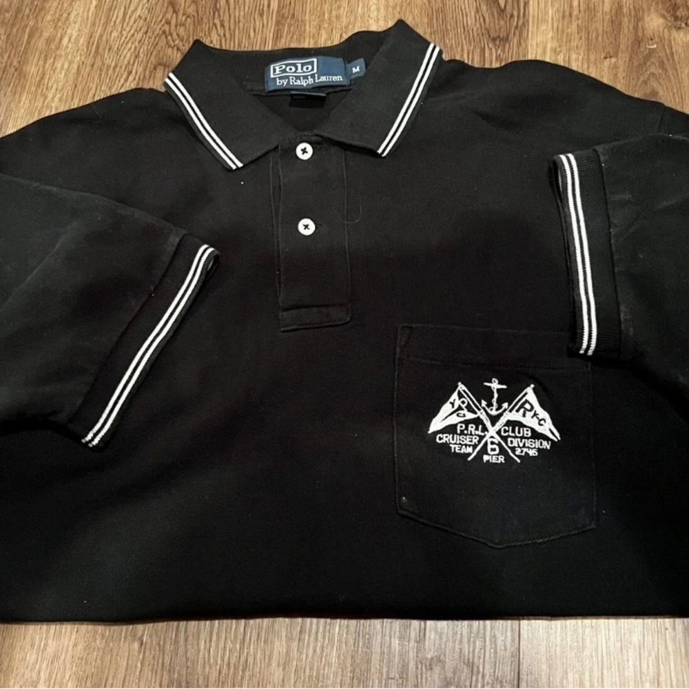 Polo Ralph Lauren M Medium Men's Short Sleeve Shirt Cruiser Team Division Black